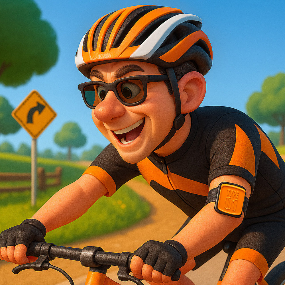 Libreband armband cover for Freestyle Libre glucose sensor CGM in Black and Teal with Type 01 design on faceplate.