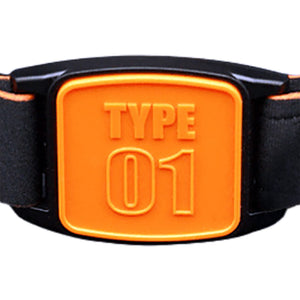 Libreband CGM armband orange Type 01 cover close-up, compatible with FreeStyle Libre 2, showing wave design detail. LML4573, LML3019, LML2210, LML2227.