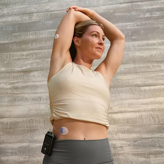 Medtronic MiniMed pump shown on female