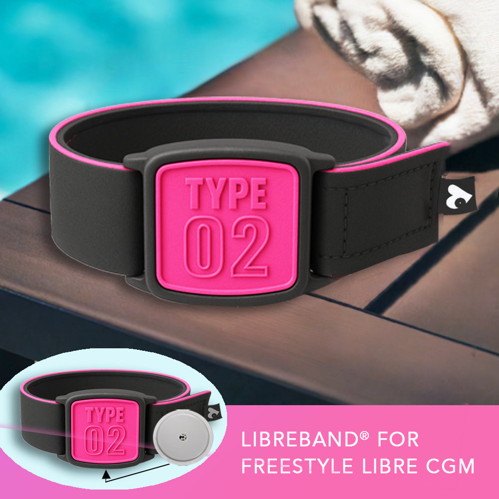 Libreband armband with Type 02 design cover in magenta, pool scene.