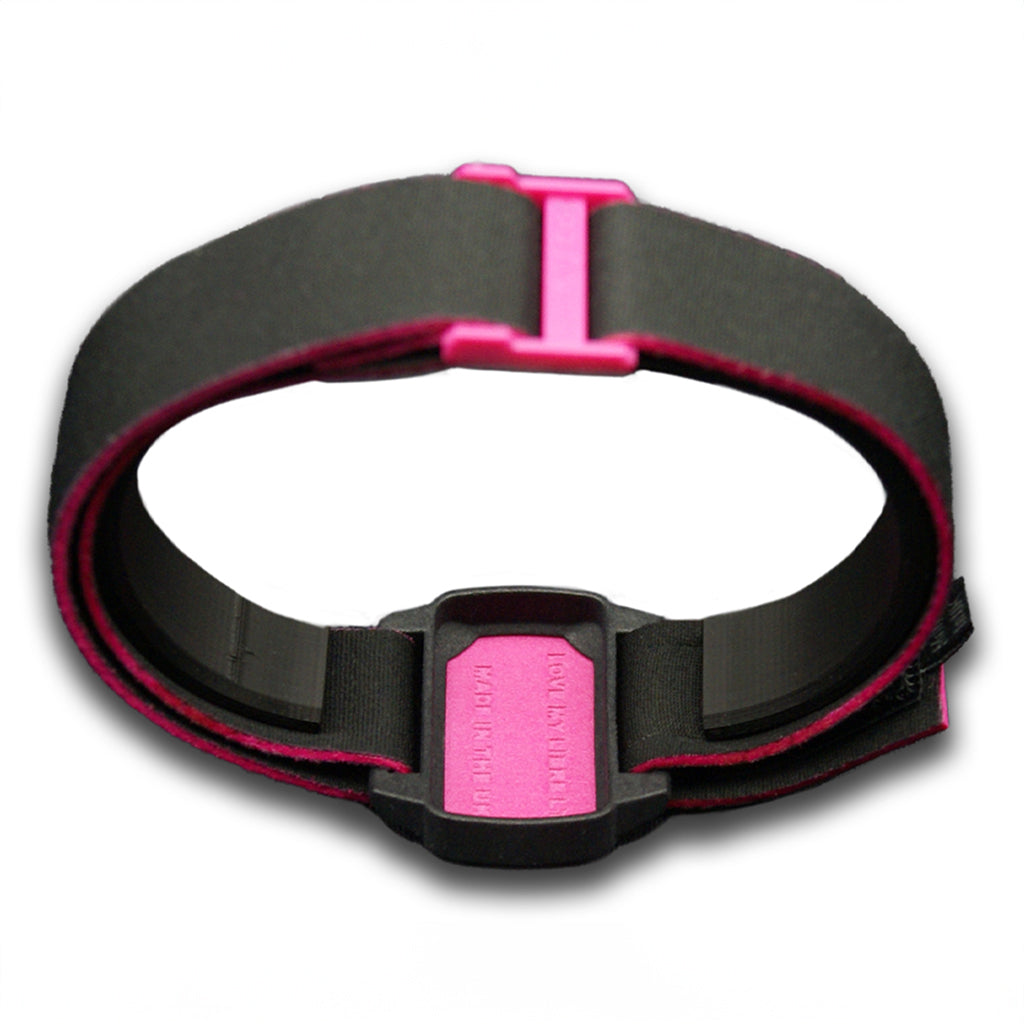 Reverse image of Dexband in magenta and black. Protection for Dexcom G6 sensor cgm.