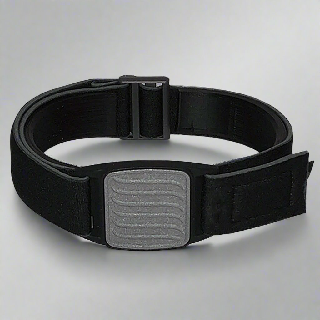 Dexband armband for Dexcom G7 CGM. Pewter cover with Wave design.