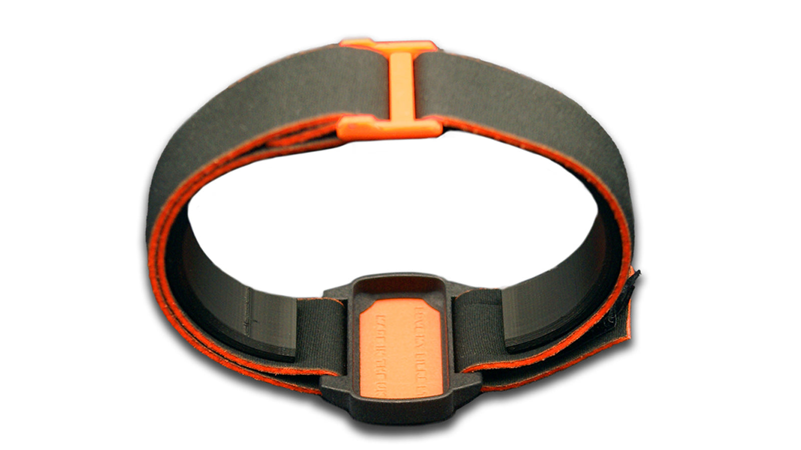 Dexband armband with orange wave cover for Dexcom G6 CGM.