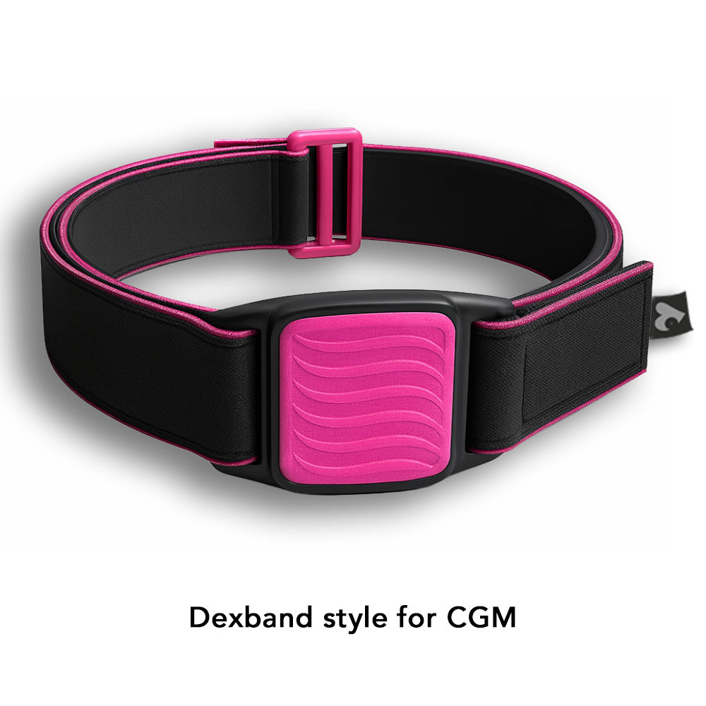 Dexband armband for Dexcom G7 CGM. Magenta cover with Wave design. LML3897, LML3903, LML3910, LML4993.