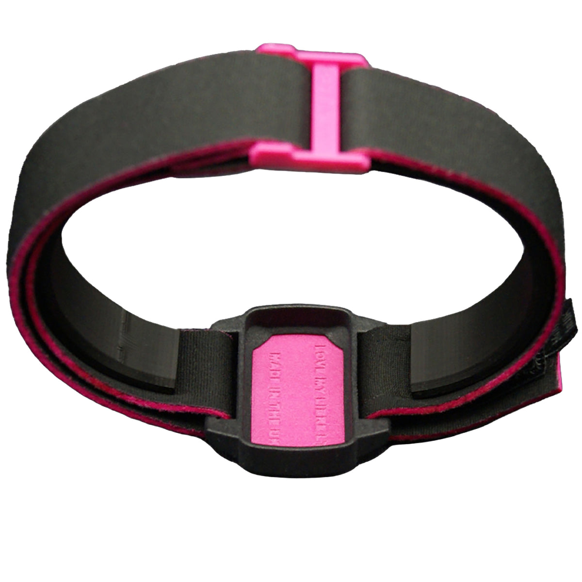 Dexband CGM armband for Dexcom G6 and ONE+ with magenta wave cover and water-resistant neoprene strap