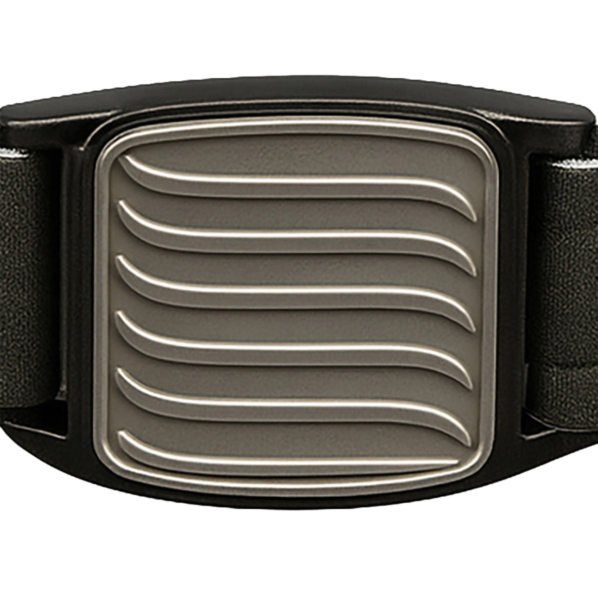 Dexband CGM armband pewter wave cover close-up, compatible with Dexcom G7 and ONE+ sensors, showing wave design detail. LML3958, LML3965, LML3972, LML5037.