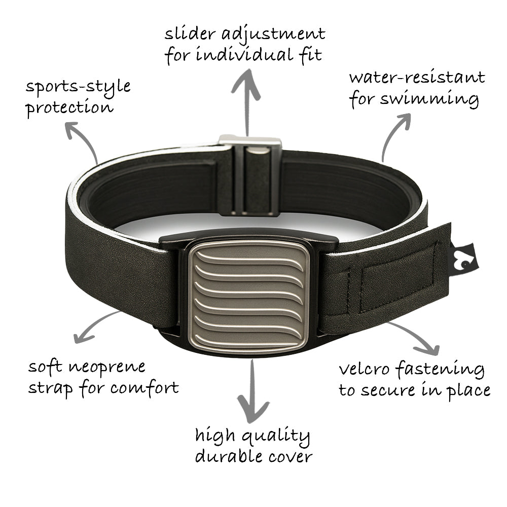 Features of Libreband; water-resistant strap; flexible fitting with slider adjustment; sports-style protective faceplate; and velcro fastening to secure armband in place. LML4665
LML2982, LML2555, LML2562.
