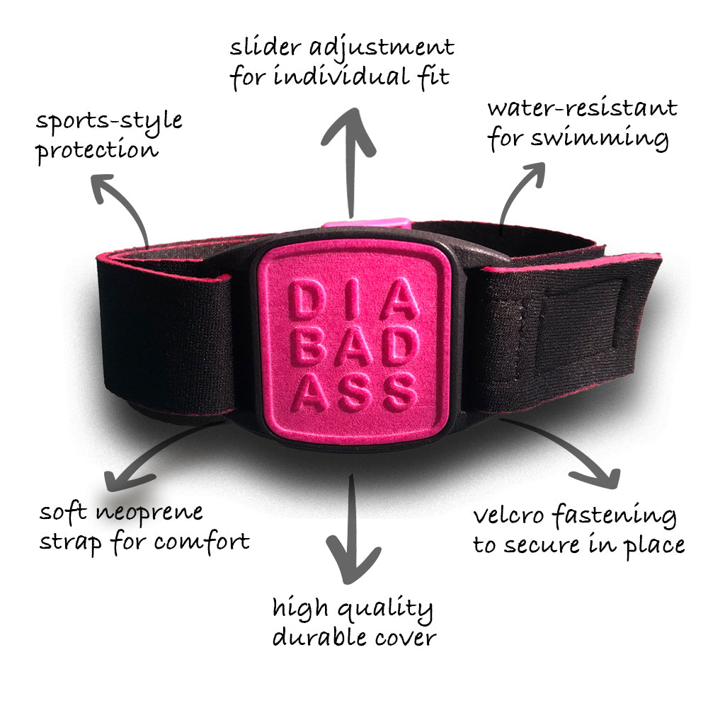 Freestyle Libre 2 CGM Sports &amp; Swim Armband - Magenta Diabadass Libreband