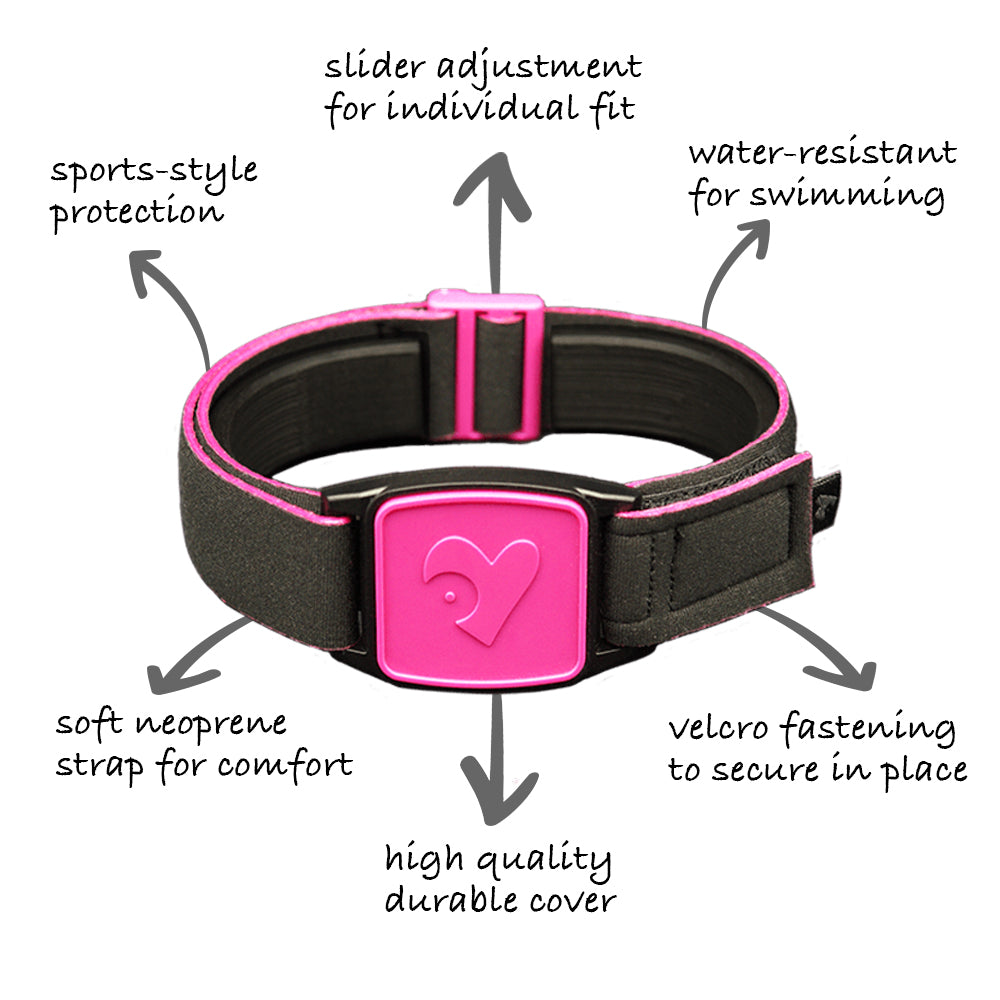 Libreband Armband features highlighted. Magenta cover with Heart design.