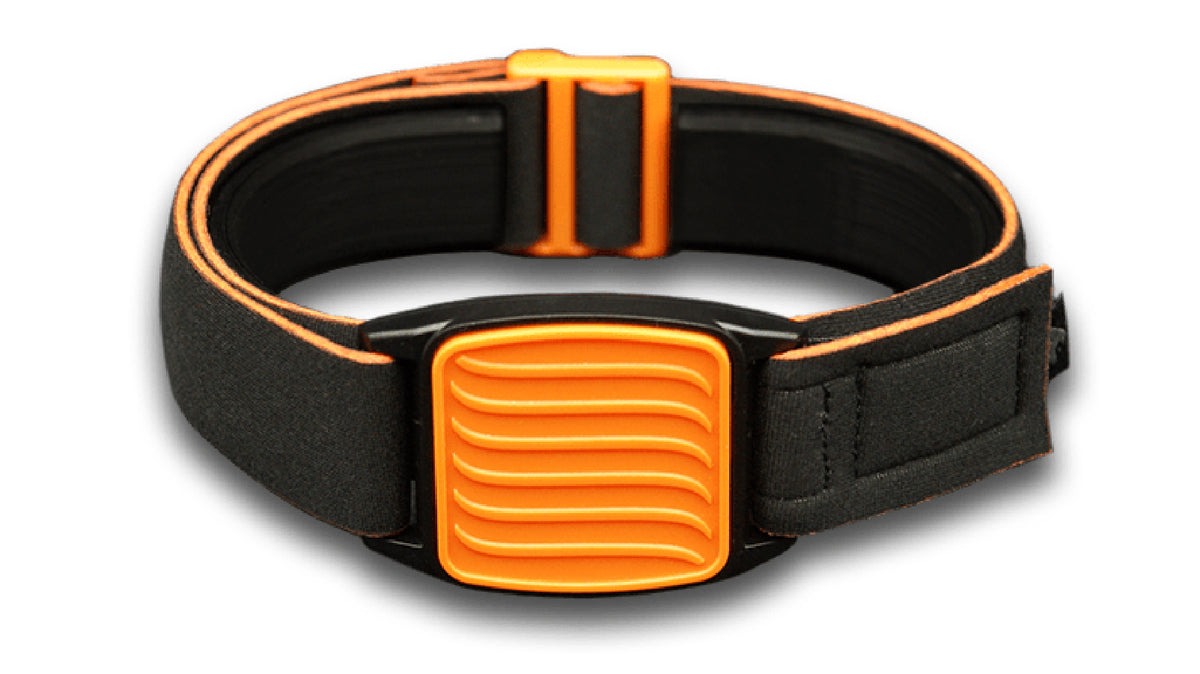 Libreband Armband for Freestyle Libre 1 &amp; 2. Orange cover with Wave design.