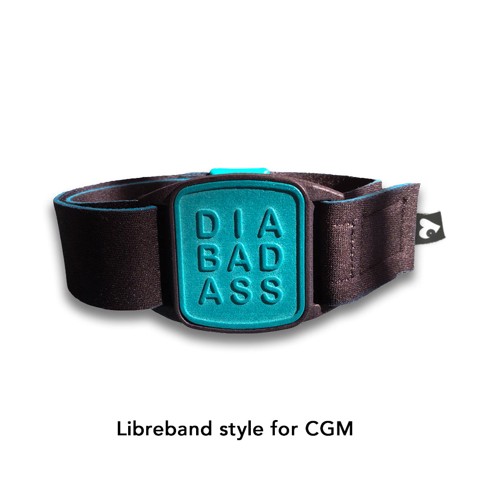 Libreband armband for Freestyle Libre sensor in teal with diabadass cover. LML4689, LML4184, LML4177, LML 4160.