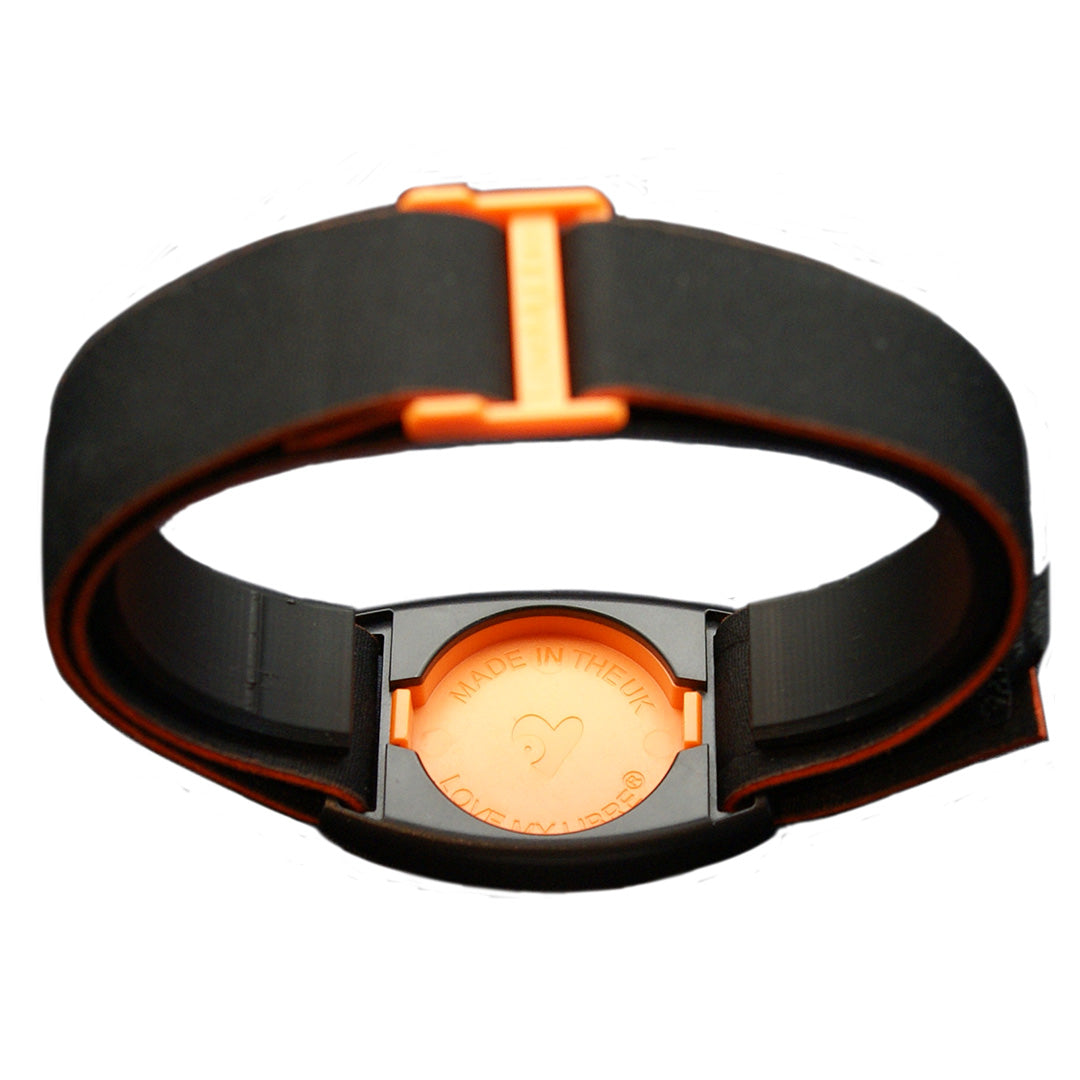 Libreband Armband in reverse with orange cover. 