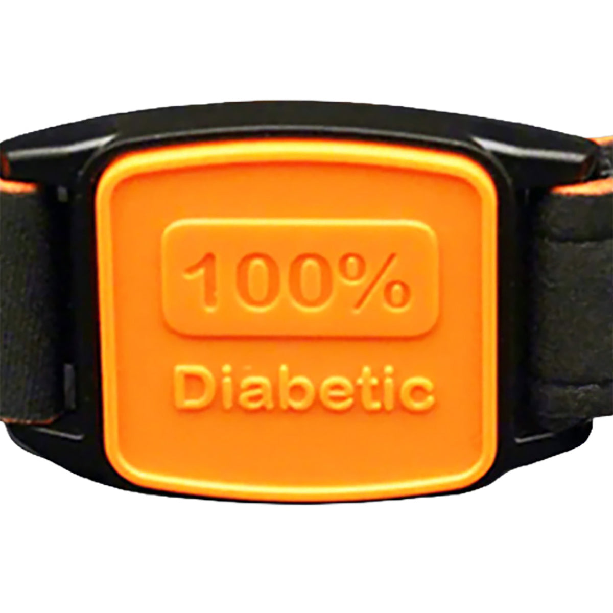 Libreband CGM armband orange cover close-up, compatible with FreeStyle Libre 2, showing 100% design detail.  LML4535, LML3057, LML2197, LML2203.