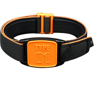 Libreband CGM armband for FreeStyle Libre 2 with orange Type 01 cover and water-resistant neoprene strap, for everyday wear, sport and swimming