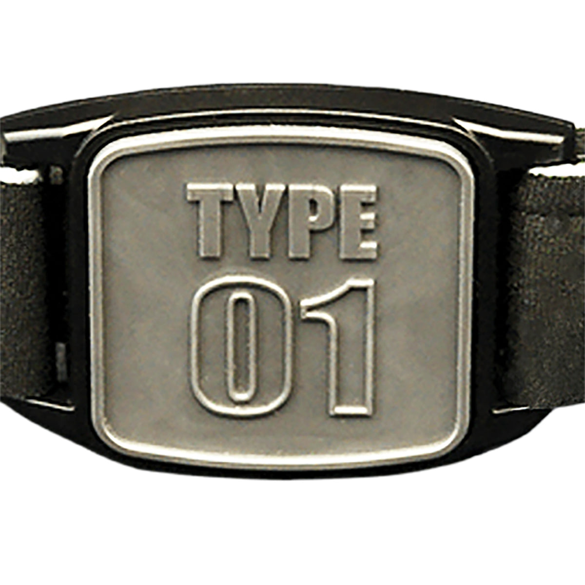 Libreband CGM armband in pewter close-up, compatible with FreeStyle Libre 2, showing Type 01 design cover. LML4641, LML3026, LML2517, LML2524.