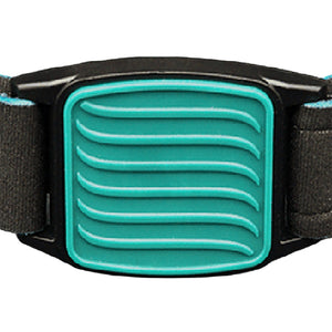 Libreband CGM armband teal wave cover close-up, compatible with FreeStyle Libre 2, showing wave design detail. LML4733, LML2951, LML2456, LML2463.